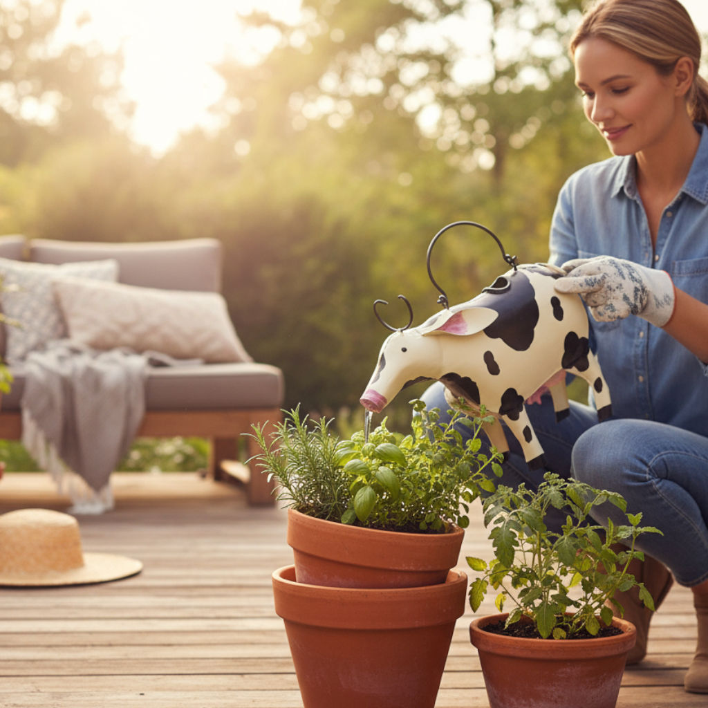 Handmade Metal Dairy Cow Water Can