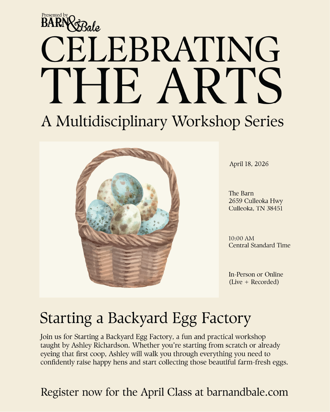 Celebrating the Arts: Starting a Backyard Egg Factory(April 18,2026)
