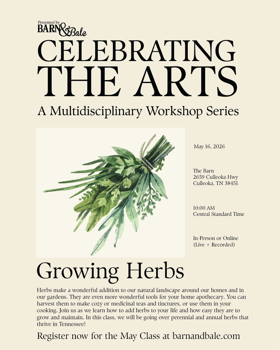 Celebrating the Arts: Growing Herbs(May 16, 2026)