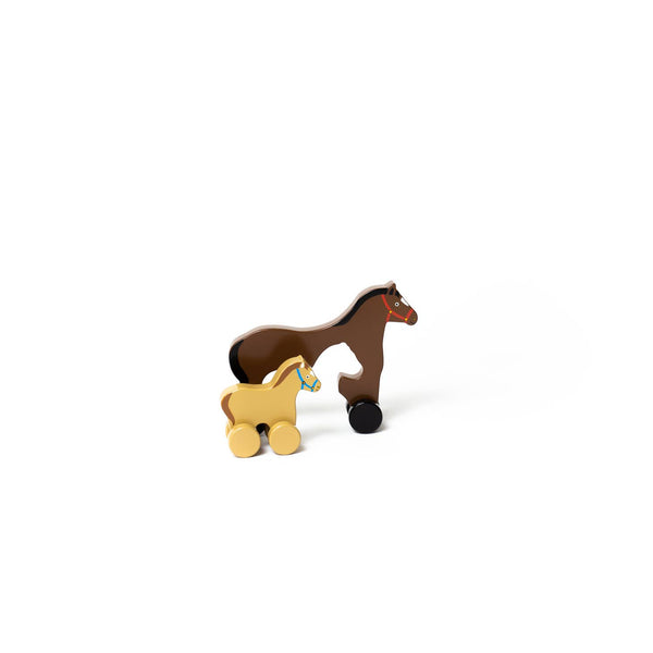 Momma & Baby Wooden Roller Horse - Barn & Bale