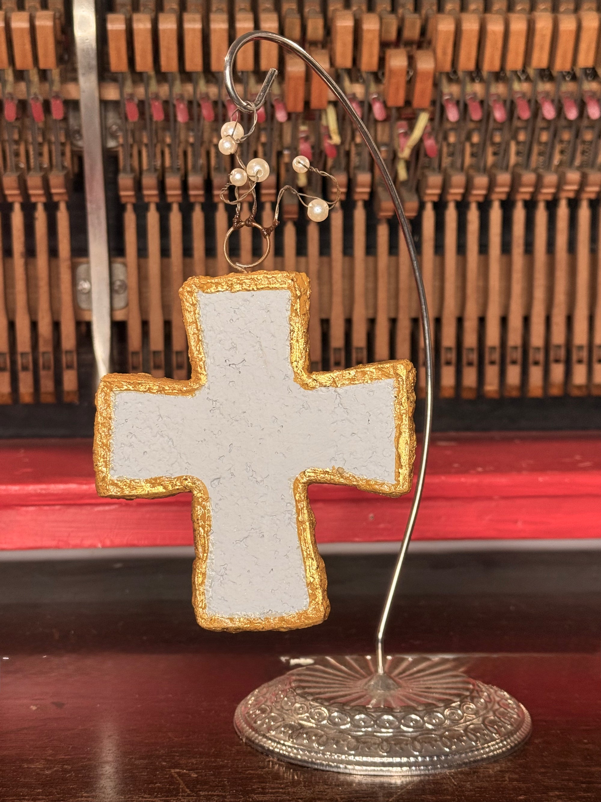 Paper Mache Cross with Pearl