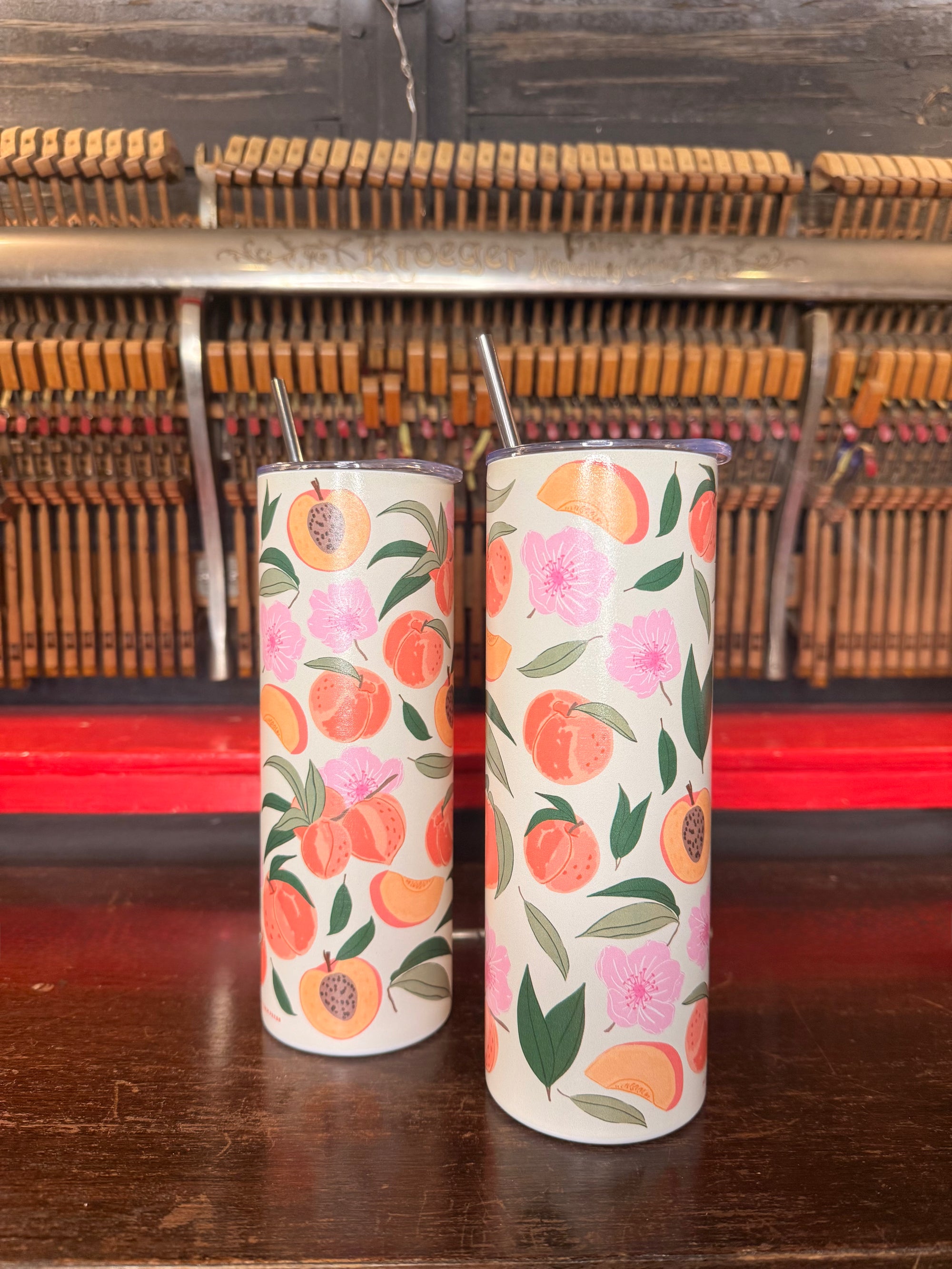 Peach Blossom Stainless Steel Skinny Tumbler