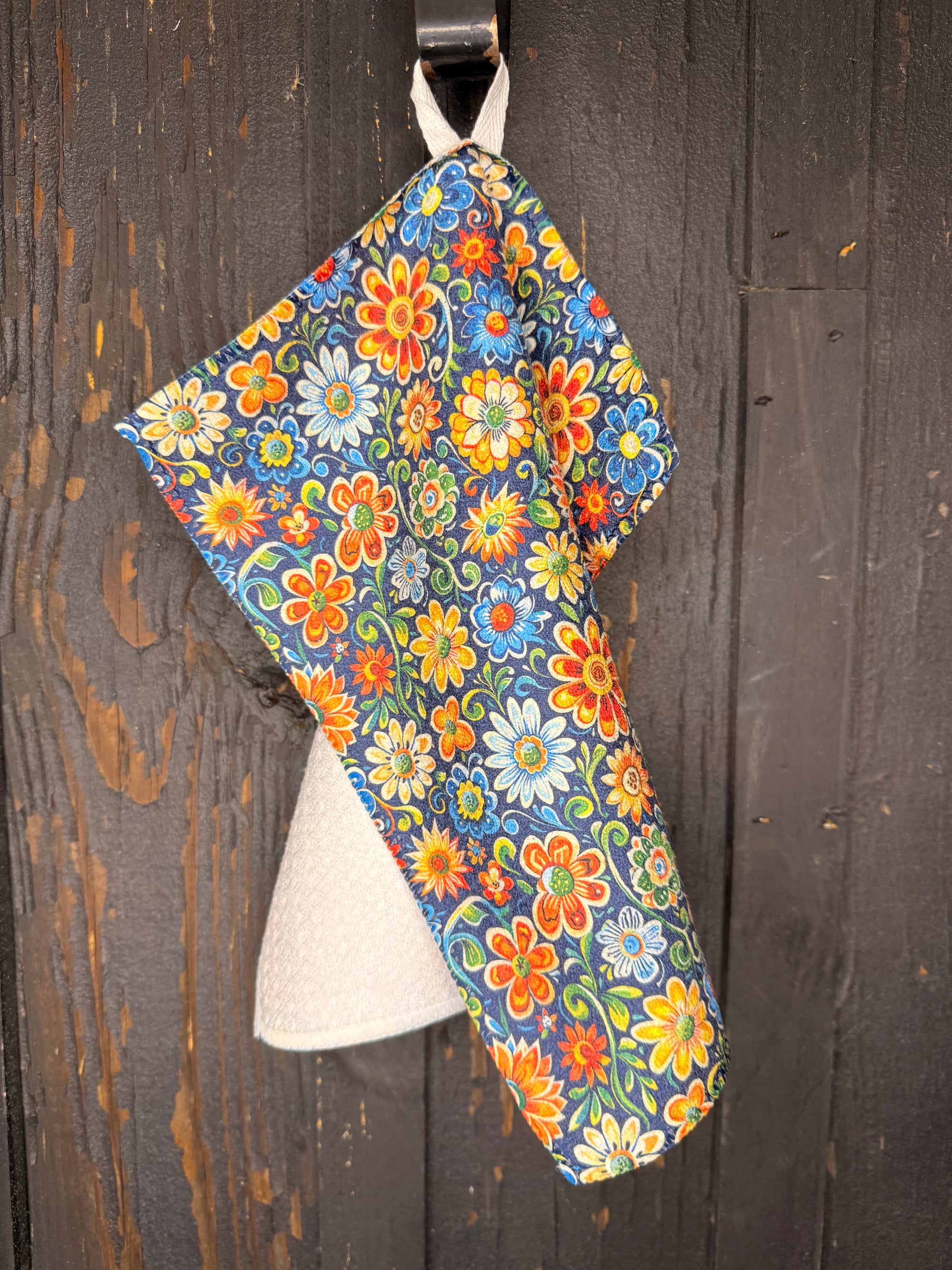 Floral Waffle Weave Dishcloth