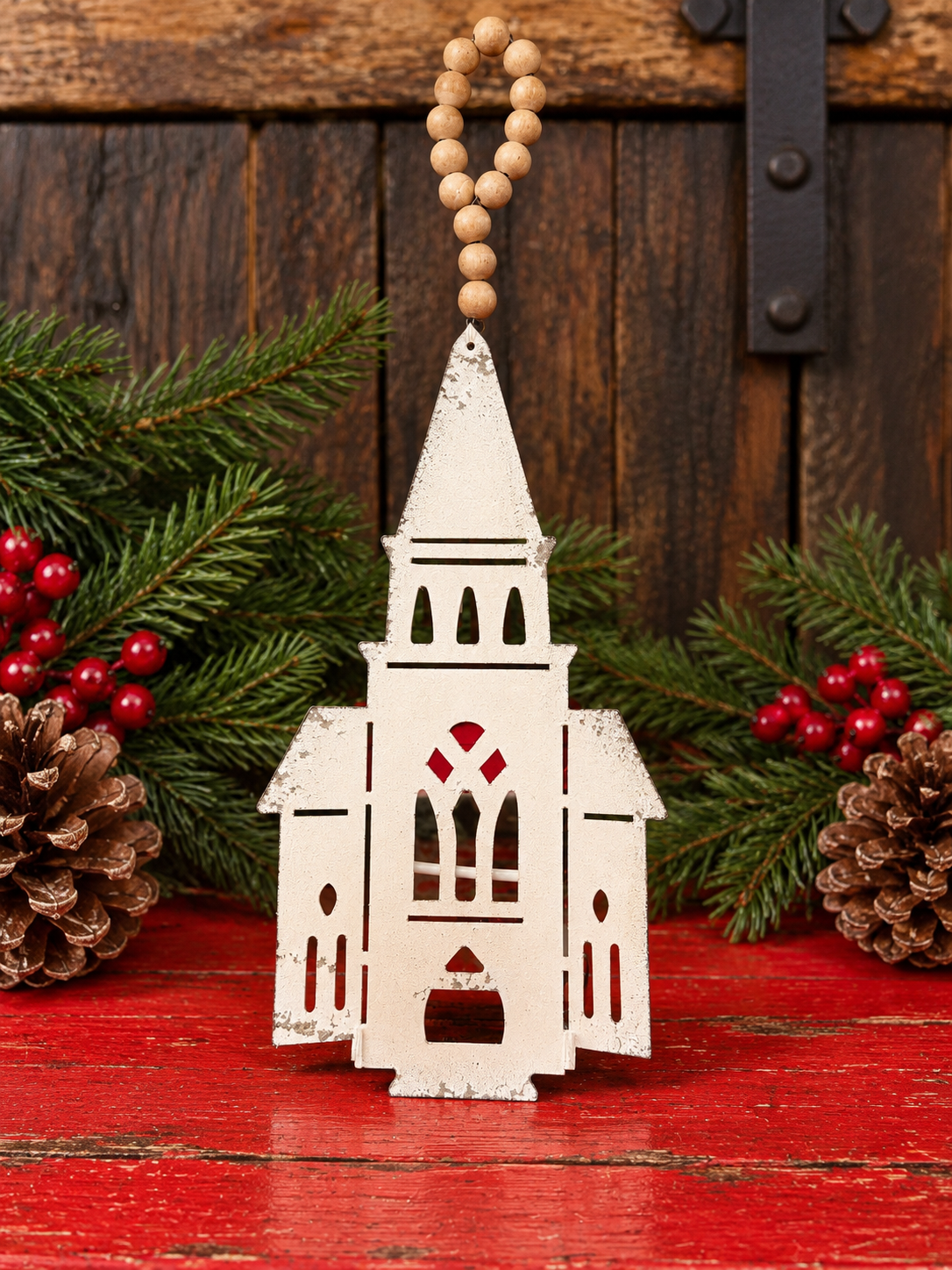 Metal Church with Bead Hanger