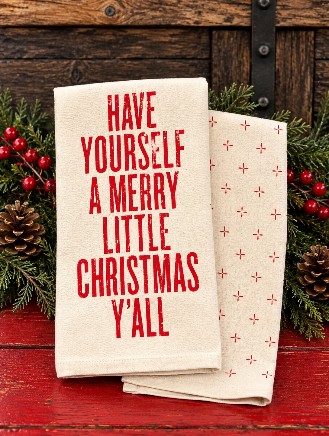 Have Yourself a Merry Little Christmas Y'all Tea Towel