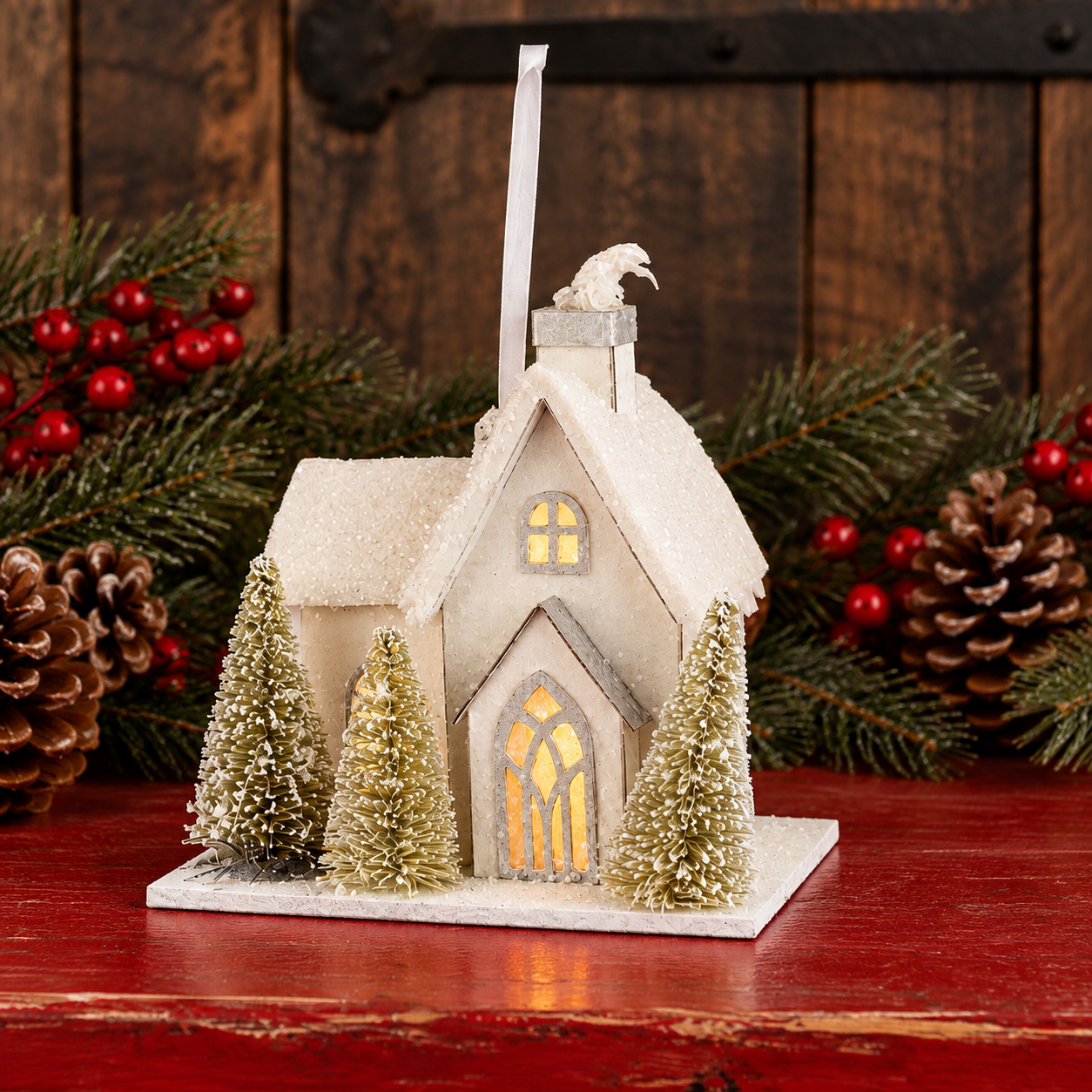 Lighted Paper House & Church Ornaments