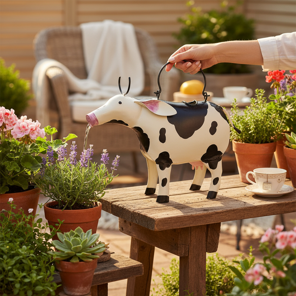 Handmade Metal Dairy Cow Water Can