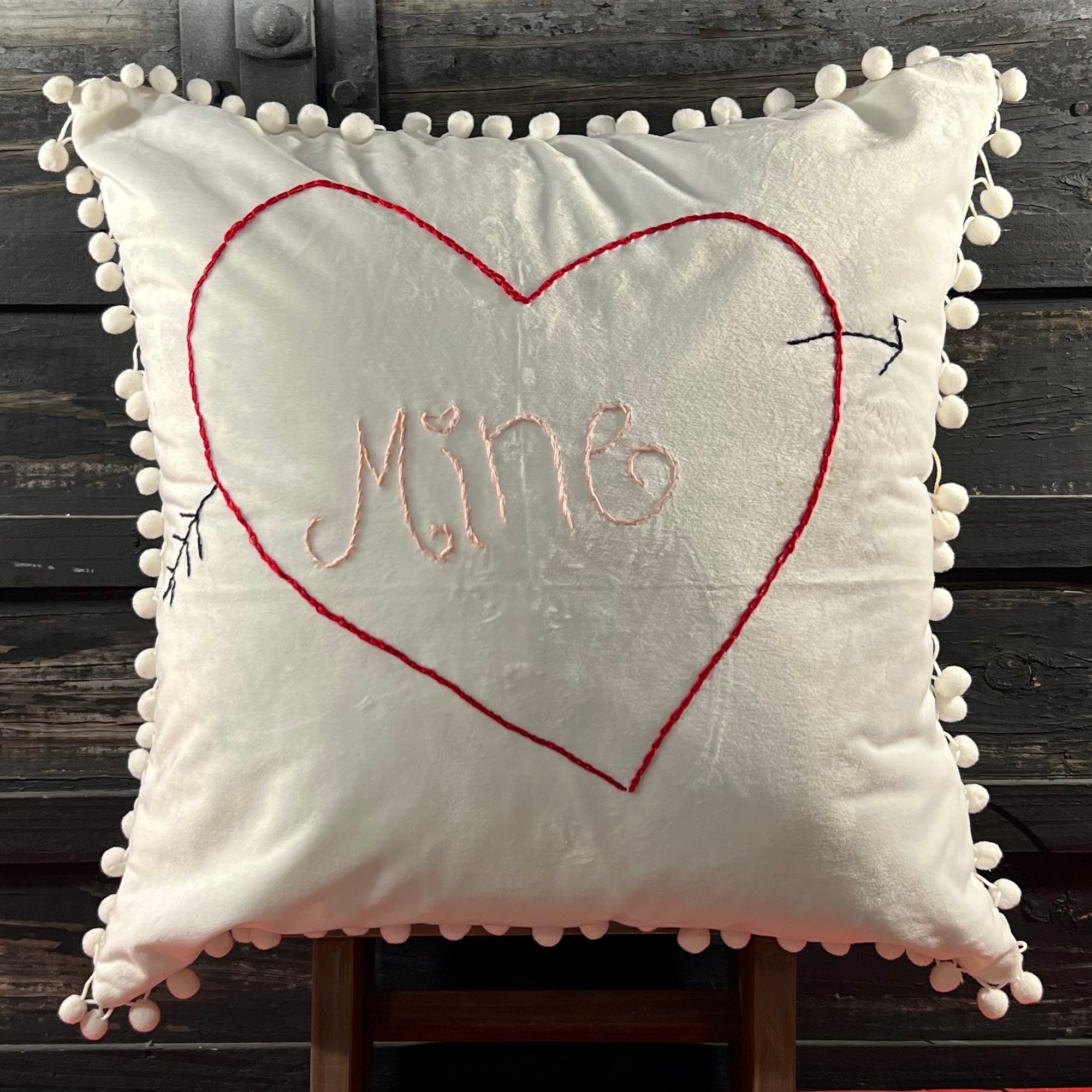 Custom Hand-Embroidered Valentine Pillows